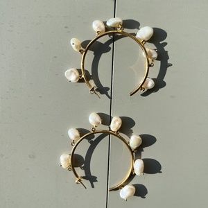 22K-Gold-Plated & Cultured Freshwater Pearl Hoop Earrings